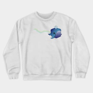 Joyful Blue Whale with a Rainbow Water Fountain Crewneck Sweatshirt